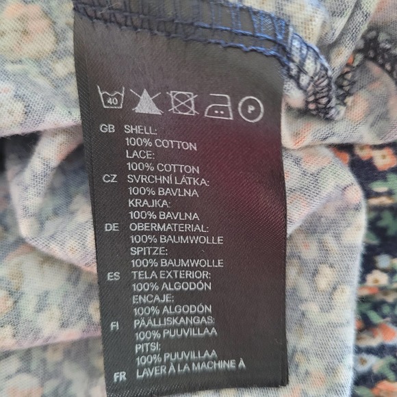 H&M Women's Blue Cotton Sweet Floral Printed Sleeveless Mini Dress Size Small - Picture 7 of 8